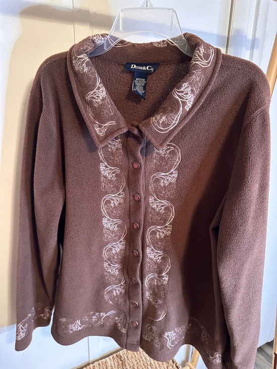Denim&Co Jackets & Blazers - Denim&Co‎ Brown Embroidered Button-Front Cardigan
